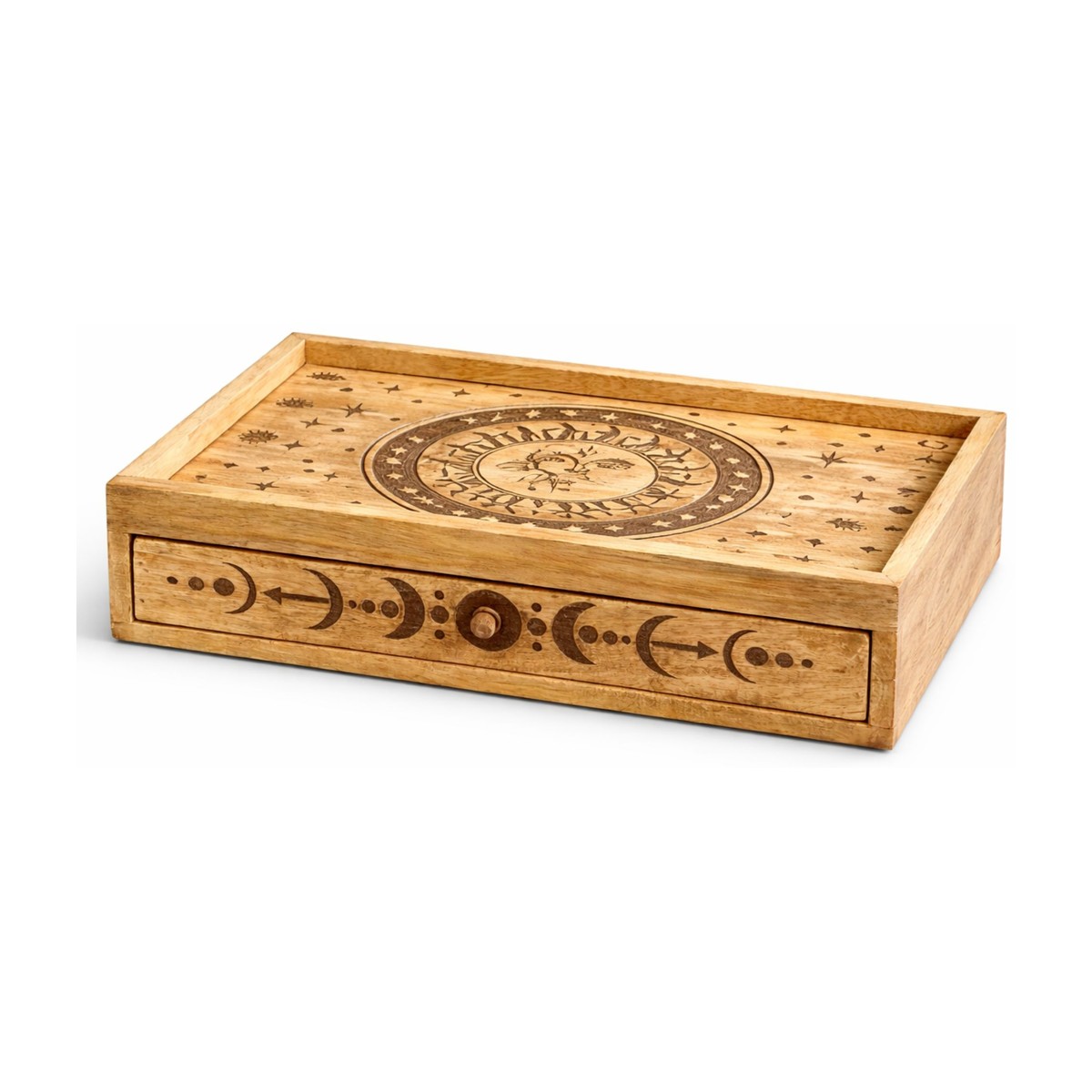 Sun and Moon Carved Tarot Box